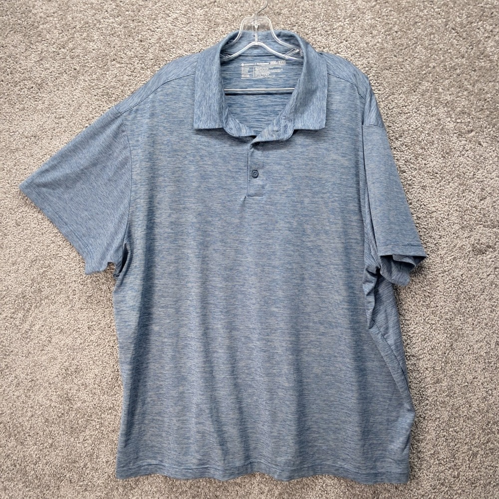 Members Mark Mens XXXL Performance Polo Shirt Blue Micro Stripe Stretch CF18125